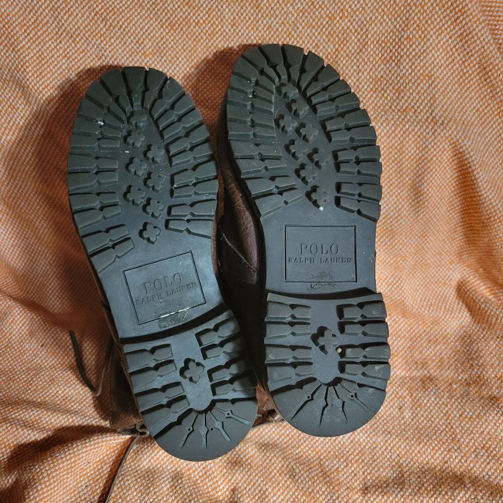 Polo By Ralph Lauren Ranger Men's Distressed Brown Leather Buckle Boots Size 7.5 - Picture 15 of 17